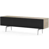 meuble tv tissu acoustique noir et bois clair pieds métal alice spring 160 cm