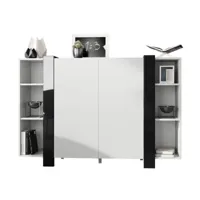 meuble blanc mat et noir laqué (l-h-p) : 149 - 101 - 34 cm