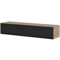 meuble tv tissu acoustique noir et bois clair houston 160 cm 3760053242549