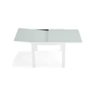 table à rallonge avec plateau en verre structure en métal peint franz90 blanche