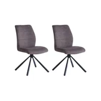 lot de 2 chaises de salle à manger taurus en tissu brun avec assise rembourrée et rotative à 360° et pieds en métal