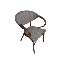 chaise moka empilable décor bois et tressage rotin - plusieurs couleurs -     gris foncé