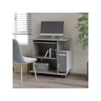 bureau d'ordinateur  bureau informatique gris béton 80x50x75 cm aggloméré meuble pro frco29459