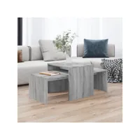 ensemble de tables basses tables de salon  sonoma gris 100x48x40 cm bois d'ingénierie meuble pro frco88410