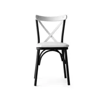 chaise de cuisine en métal noir et bois massif blanc kizen - lot de 4