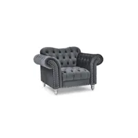 rosalia - fauteuil chesterfield en velours gris pieds argentés rosalia-1-vel-gri