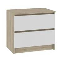 skandi - table de chevet contemporain chambre 60x55x40 cm - 2 tiroirs larges - design moderne&robuste  - table d'appoint - sonoma/blanc