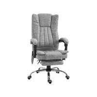 fauteuil de bureau direction massant chauffant hauteur réglable dossier inclinable repose-pied revêtement synthétique gris