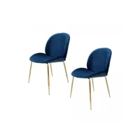 lot de 2 fauteuils fait main ara bleu 59x47 en polyester doux et soyeux