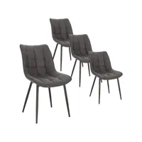 lot de 4 chaisess de salle à manger chaises de cuisine  en tissu scientifique + métal-gris foncé