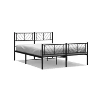 moderne structure de lit métal avec tête de lit/pied de lit noir 120x190 cm deco421714