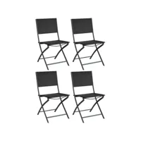 chaise pliante en acier et toile dream (lot de 4) graphite, noir