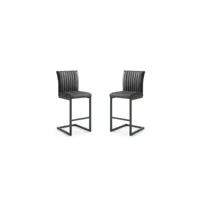 chaises de bar texas lot de 2 - 48x55x112 - gris foncé - cuir-métal de yacht
