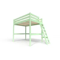 lit mezzanine bois avec échelle sylvia 140x200 vert pastel sylvia140ech-vp