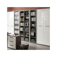 bibliothèque en bois moderne avec 6 étagères en colonne couleur grise hart