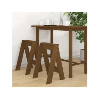 tabourets lot de 2 - chaises fauteuil de bar marron miel 40x40x60 cm bois massif de pin meuble pro frco16883