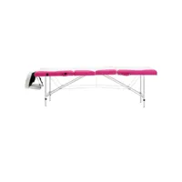 vidaxl table de massage pliable 4 zones aluminium blanc et rose 110250