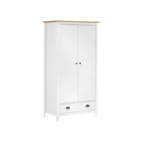 armoire de dressing - garde-robe à 2 portes hill blanc 89x50x170cm bois de pin solide