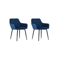 nolay - lot de 2 chaises style moderne salon/salle à manger/bureau - 79x58x57 cm - fauteuil de table - bleu