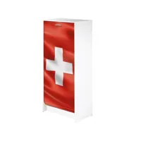 meuble à chaussures blanc rideau drapeau suisse 21 paires shoot 58 cm
