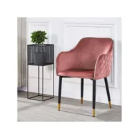verona - chaise de salle à manger en velours rose - style moderne & design - salon, chambre ou bureau