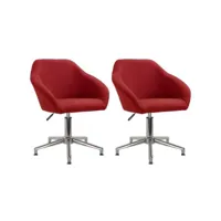 chaises pivotantes de salle à manger 2 pcs rouge bordeaux tissu