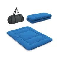 giantex matelas futon japonais 2 personnes 140x200cm-lit de couchage enroulable de sol et portable avec sac de transport bleu