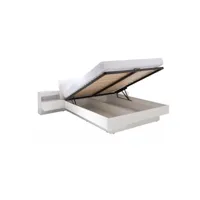 lit avec coffre renato + sommier + tables de chevet intégrées avec led, couchage 180x200 cm.