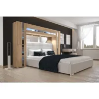 tête de lit avec rangement armoire - pont de lit panama 14/m/s/5-1a chêne sonoma 256x184x35cm vivadiscount-8810