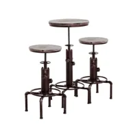 ensemble de bar industriel lynton avec 1 table haute et 2 tabourets de bar , bronze