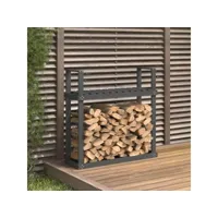 support pour bois de chauffage porte-bûches - abri de stockage pour jardin - gris 110x35x108,5 cm bois de pin meuble pro frco94173