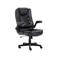 fauteuil de bureau, chaise pivotante, siège en similicuir moderne, conception ergonomique, accoudoirs pliables, noir