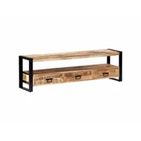 meuble télé buffet tv télévision design pratique 150 cm bois solide de manguier helloshop26 2502013