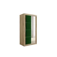 armoire de chambre tapila 2 avec tiroirs sonoma/vert 100 avec 2 portes coulissantes style contemporain penderie avec étagères