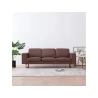 canapé fixe 3 places  canapé scandinave sofa tissu marron meuble pro frco56862