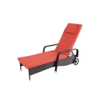 chaise longue relaxation transat de jardin bain de soleil poly rotin anthracite housse terracotta 04_0004238