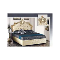 lit double avec conteneur tête de lit baroque en tissu damassé 172x202xh.165 cm