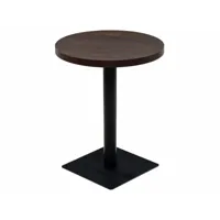 table haute mange debout bar bistrot mdf et acier rond 60 cm frêne foncé marron helloshop26 0902110