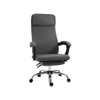 homcom fauteuil de bureau manager dossier inclinable hauteur réglable roulettes pivotantes repose-pied appui-tête polyester gris