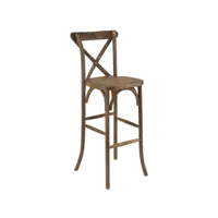 chaise de bar dos croisé champêtre effet rustique - lot de 2 -                              110 cm