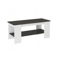 vienna - table basse rectangulaire style contemporain scandinave pour salon séjour bureau 120x50x45 - rangement livres/télécommandes - wenge/blanc
