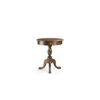 console ronde 2 tiroirs bois bronze marron 60x60x70cm - bois-bronze - décoration d'autrefois