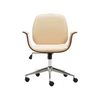 chaise de bureau crème bois courbé et similicuir