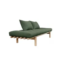 méridienne futon pace en pin coloris vert olive couchage 75*200 cm. 20100886559