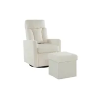 fauteuil pivotant fauteuil relaxation + repose-pieds avec espace de rangement blanc