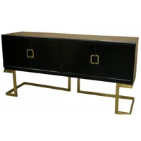 buffet meuble de rangement en peuplier et métal coloris noir - longueur 180 x hauteur 90 x profondeur 50 cm