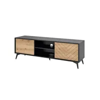 peter - meuble tv - bois et noir - 154 cm - style industriel - bestmobilier - noir et bois