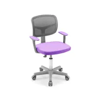 chaise de bureau à roulettes pour enfants verrouillage automatique soutien lombaire siège pivotant hauteur réglable 80 - 91,5 cm 3 -10 ans violet helloshop26 20_0002183