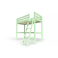 lit mezzanine bois avec échelle sylvia 90x200  vert pastel sylvia90ech-vp