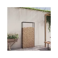 portant de bois de chauffage porte-bûches - abri de stockage pour jardin - noir mat 110x28x214 cm acier meuble pro frco91852